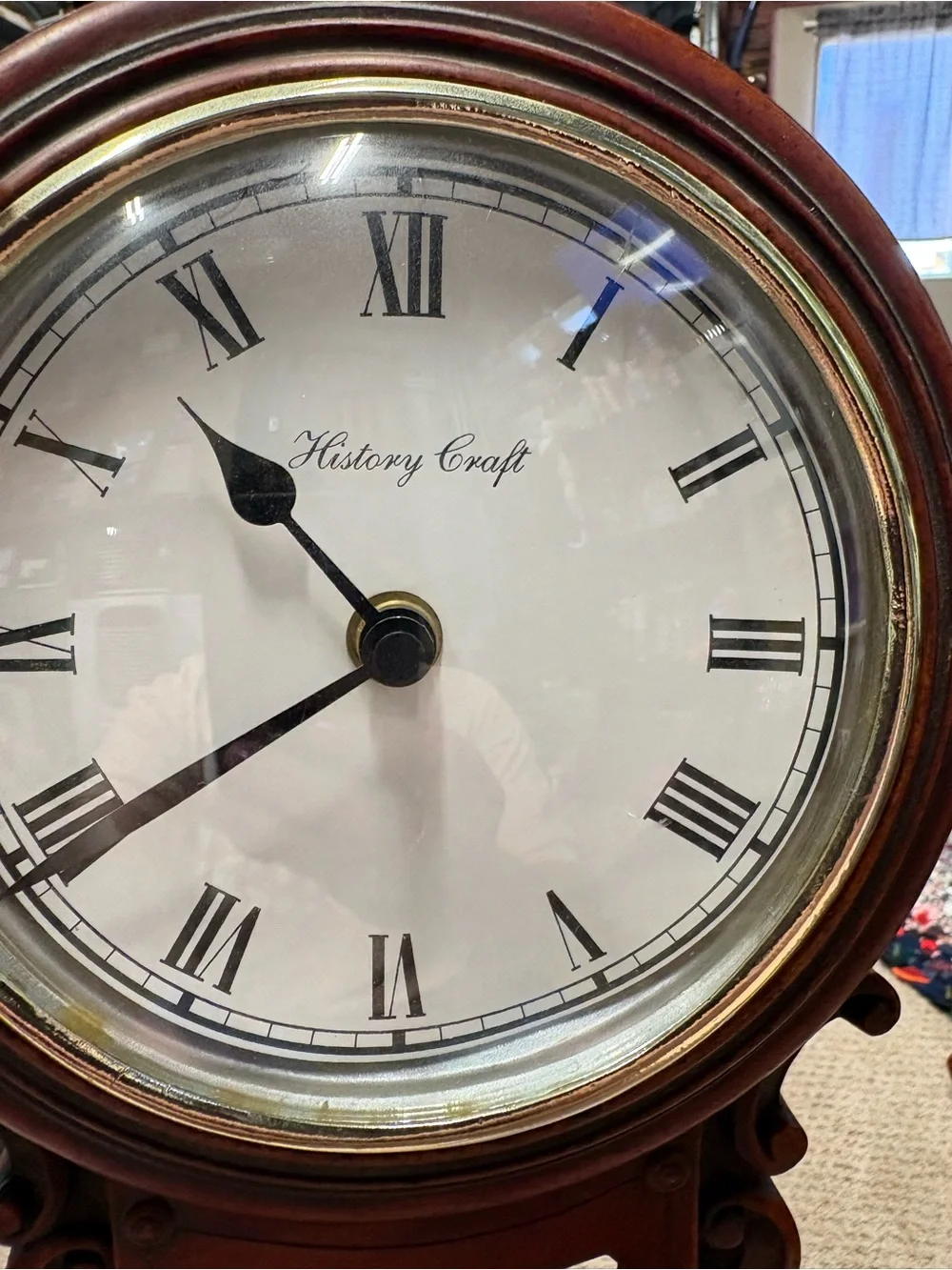 Enesco Brown and Gold Roman Numeral Wall Clock History Craft